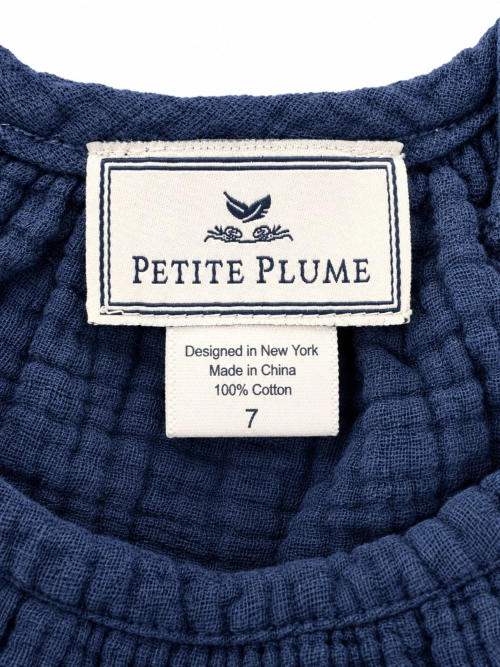 Petite Plume Girls Navy Cotton Gauze Celeste Nightgown Dress Size 7